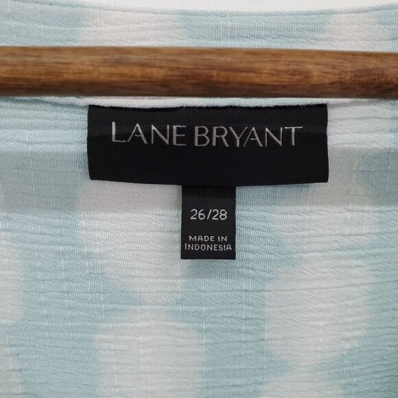 Lane Bryant Button Front Blouse Plus 26/28 Blue‎ White Boho Tie Dye Lightweight - Picture 10 of 15